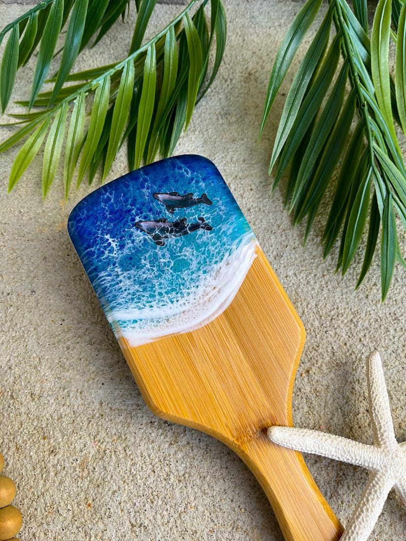 Ocean Resin Bamboo Detangling Hair Brush