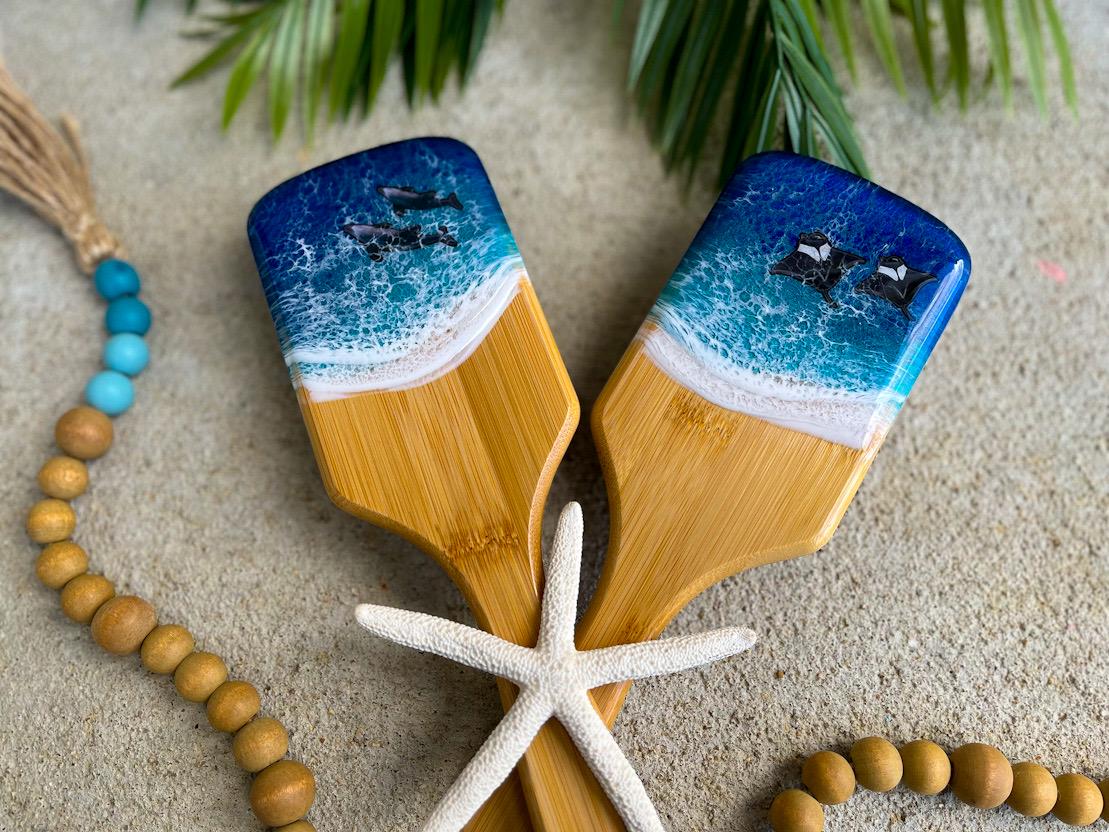 Ocean Resin Bamboo Detangling Hair Brush