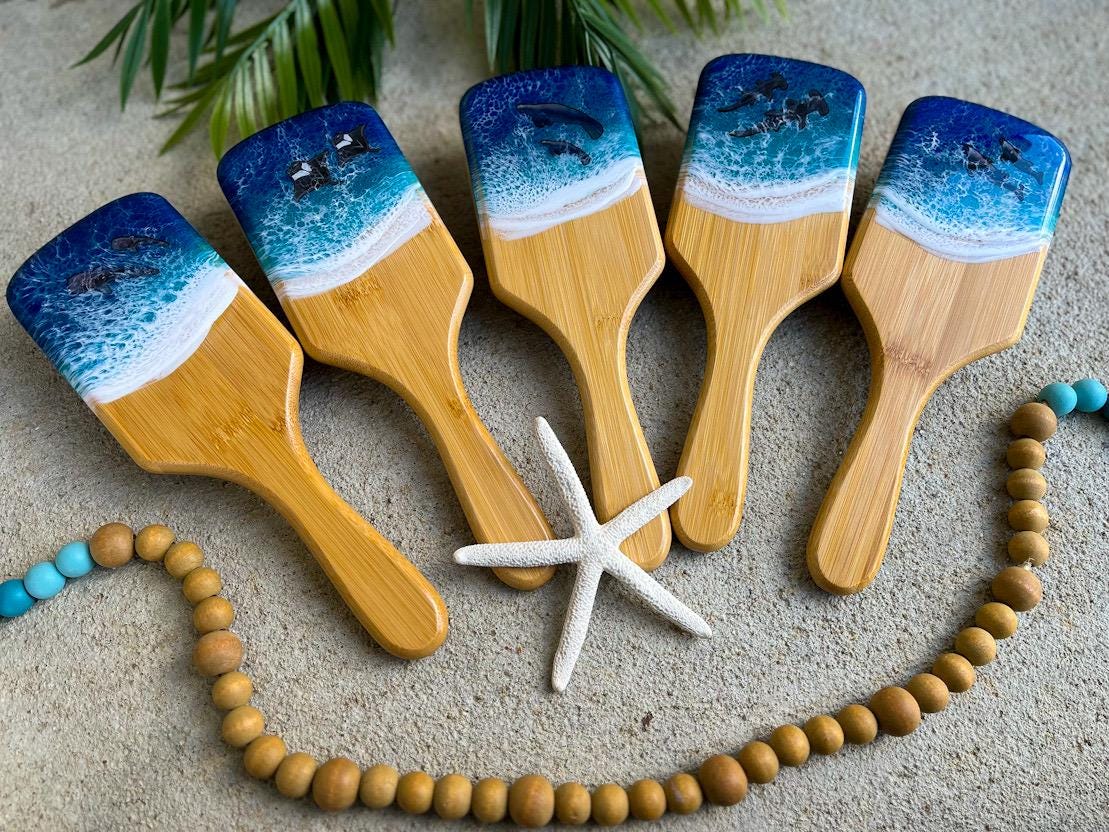 Ocean Resin Bamboo Detangling Hair Brush