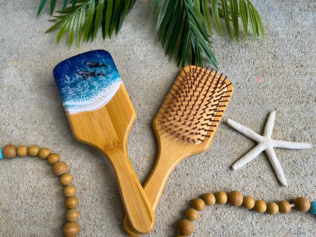 Ocean Resin Bamboo Detangling Hair Brush