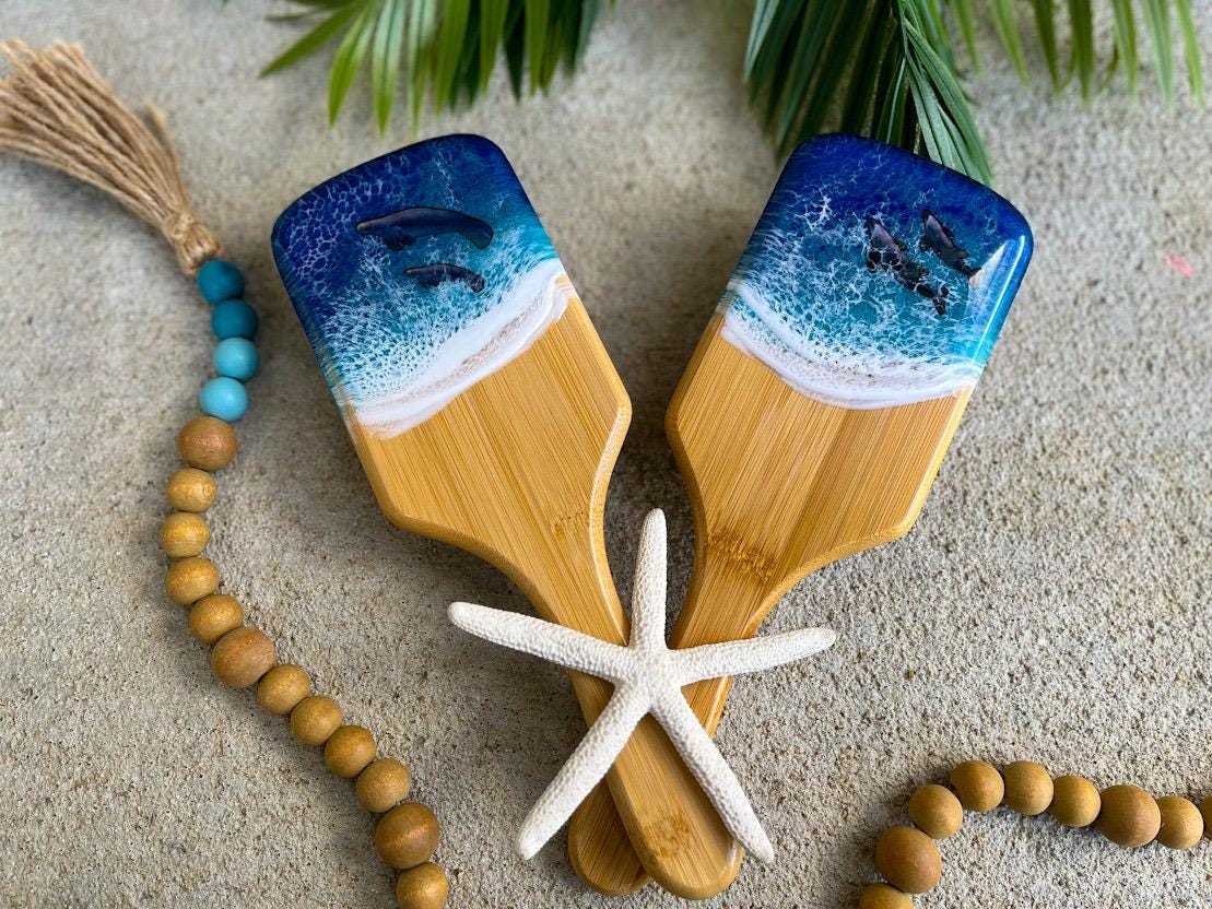 Ocean Resin Bamboo Detangling Hair Brush