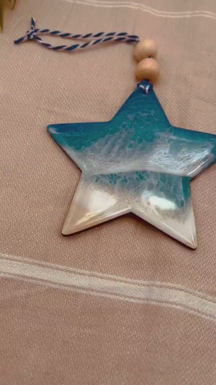 Star Ornament, Beach Star, Starfish Ornament, Starfish Decor, Summer Gift, Christmas Star, Beach House Decor, Resin Art
