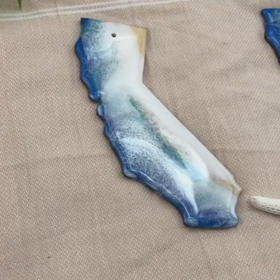 California Beach Ornament, State of California, Ocean Resin, Beach Themed Decor, Moving Away Gift, Unique Gifts, Christmas Ornaments