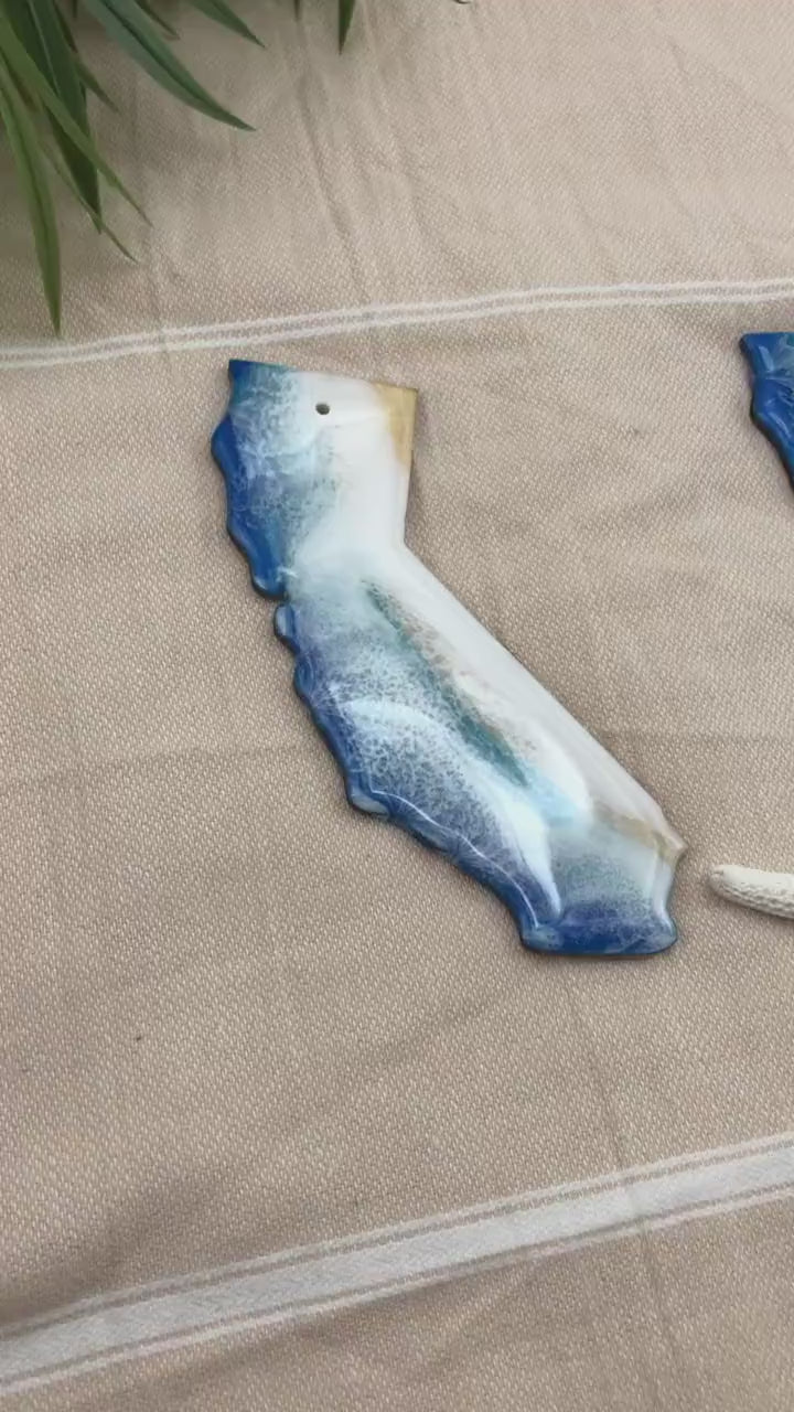 California Beach Ornament, State of California, Ocean Resin, Beach Themed Decor, Moving Away Gift, Unique Gifts, Christmas Ornaments