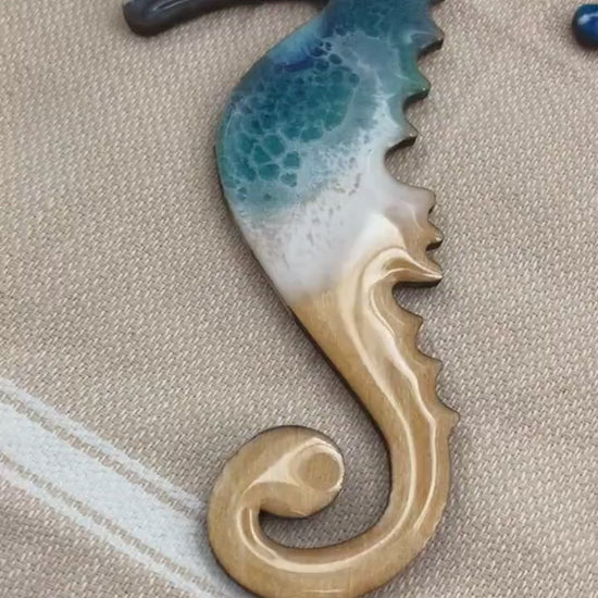 Seahorse Ornament, Ocean Resin Art, Sea Life Ornament, Nautical Decor, Beach Art, Best Friend Gift, Mermaid Art, Mermaid Gift