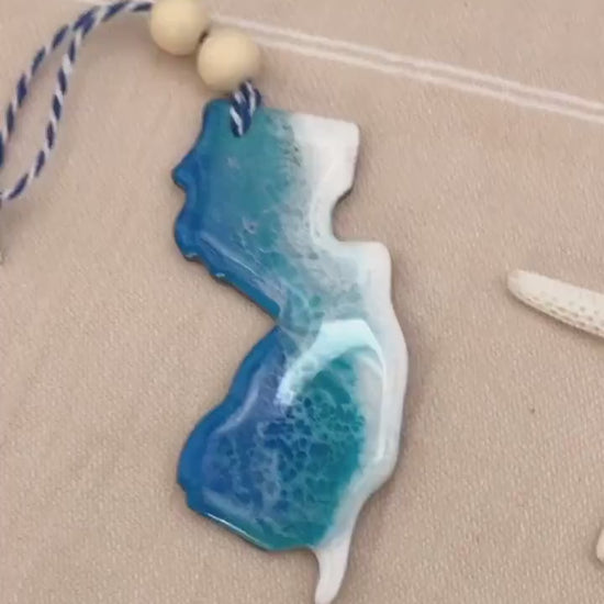New Jersey Ornament, Jersey Shore Beach Ornament, New Jersey Gift, Resin Ornament, New Home Gift, Christmas Ornament, Christmas In July