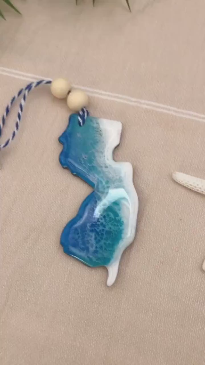 New Jersey Ornament, Jersey Shore Beach Ornament, New Jersey Gift, Resin Ornament, New Home Gift, Christmas Ornament, Christmas In July