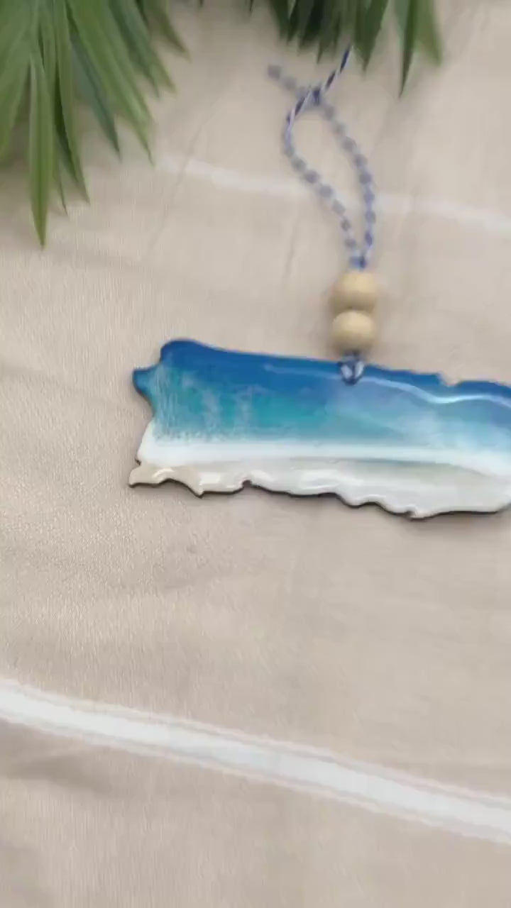 Puerto Rico Ornament, Ocean Resin Ornament, Puerto Rico Gift, Caribbean Art, Travel Gift, Puerto Rico Map, Christmas Ornament