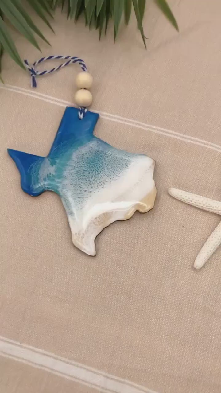 Texas Beach Ornament, Ocean Resin State Ornament, Texas Ornament, Friendship Gift, New Home Gift, Moving Away Gift, Christmas Gift