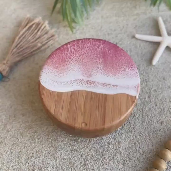 Pink Ocean Resin Bamboo Salt Cellars