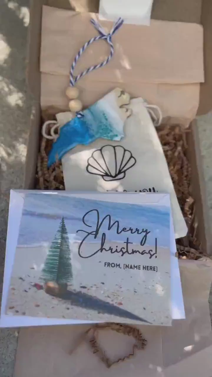 North Carolina Ocean Ornament with Keepsake Ornament Gift Bag and Custom Card