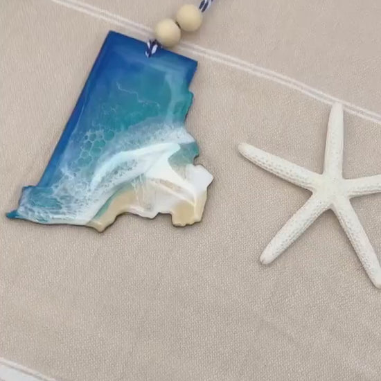 Rhode Island Beach Resin Ornament, Christmas Ornament, Ocean Resin, Rhode Island Gift, Miss You Gift, Long Distance Gift, Christmas In July