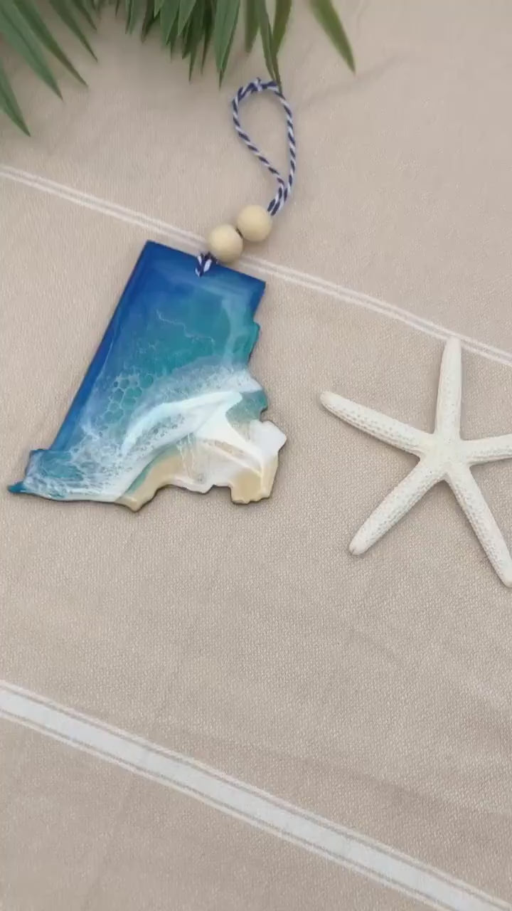 Rhode Island Beach Resin Ornament, Christmas Ornament, Ocean Resin, Rhode Island Gift, Miss You Gift, Long Distance Gift, Christmas In July