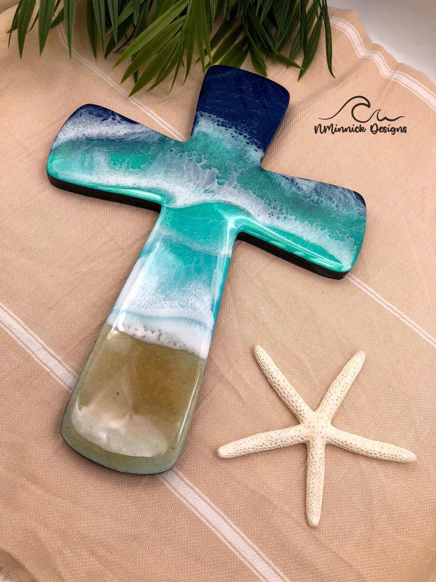 Beach Resin Wall Cross, Coastal Cross