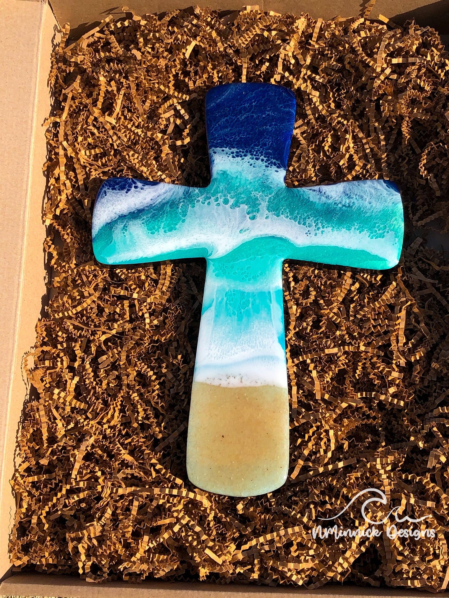 Beach Resin Wall Cross, Coastal Cross