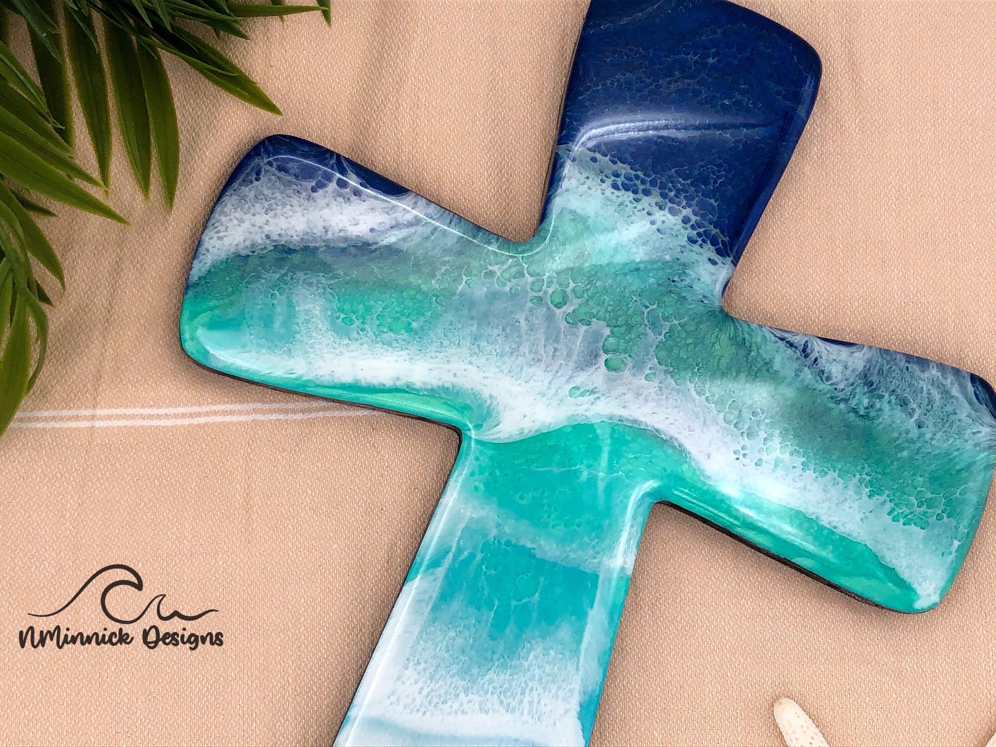 Beach Resin Wall Cross, Coastal Cross