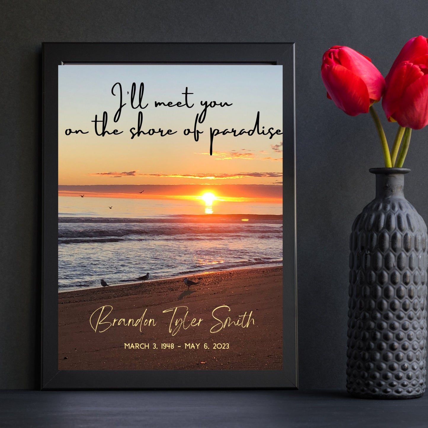 Sunrise Print with Memorial Poem, Sympathy Gift, I'll Meet You on The Shore of Paradise, Remembrance Gift, Poem Print, Bereavement Gift