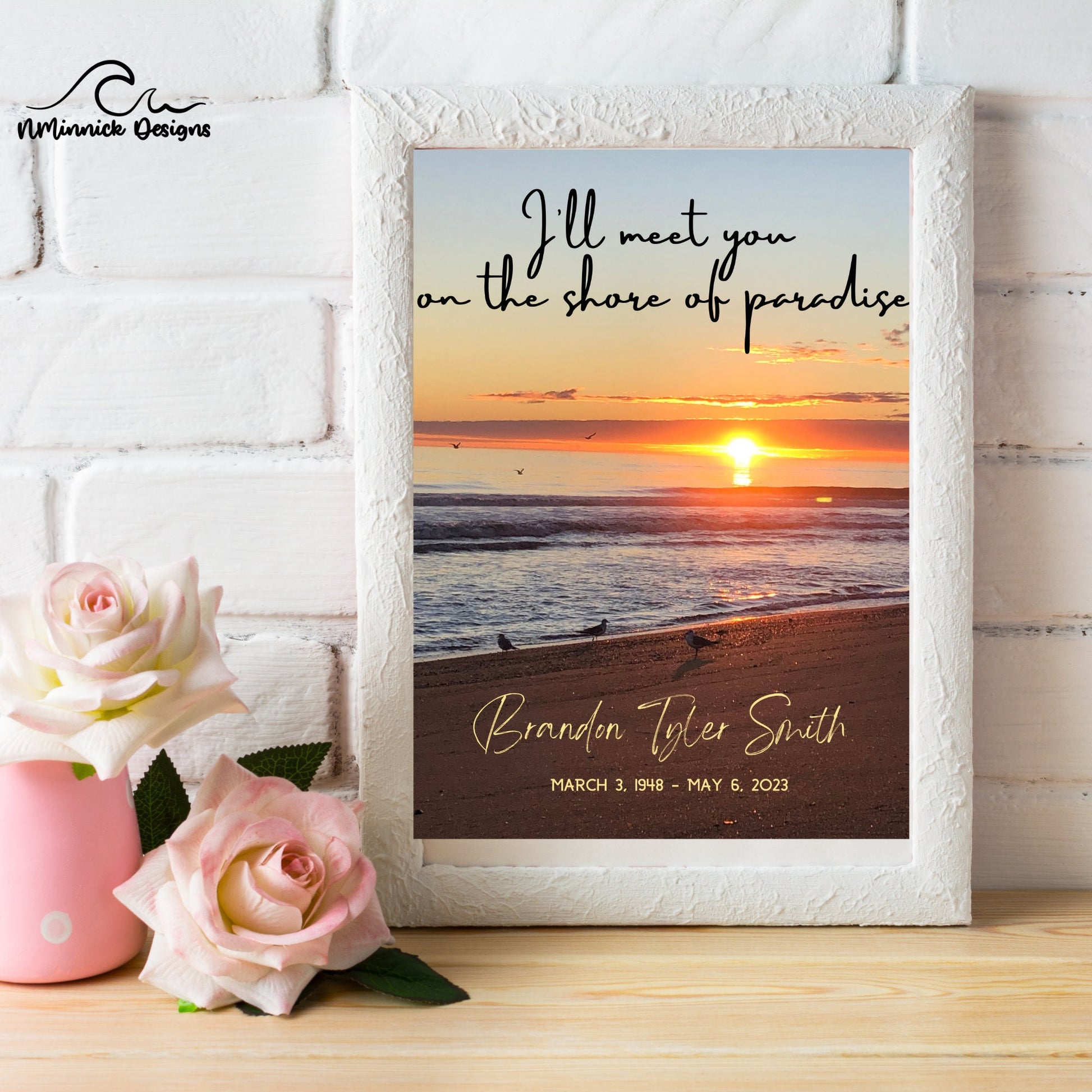 Sunrise Print with Memorial Poem, Sympathy Gift, I'll Meet You on The Shore of Paradise, Remembrance Gift, Poem Print, Bereavement Gift