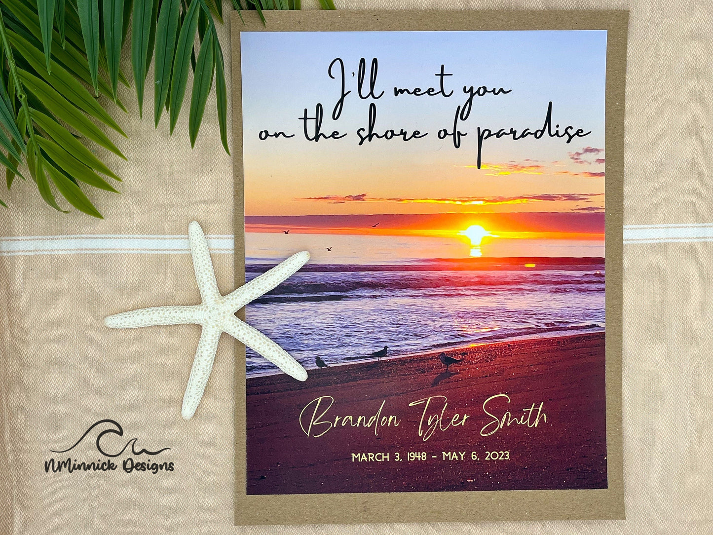 Sunrise Print with Memorial Poem, Sympathy Gift, I'll Meet You on The Shore of Paradise, Remembrance Gift, Poem Print, Bereavement Gift