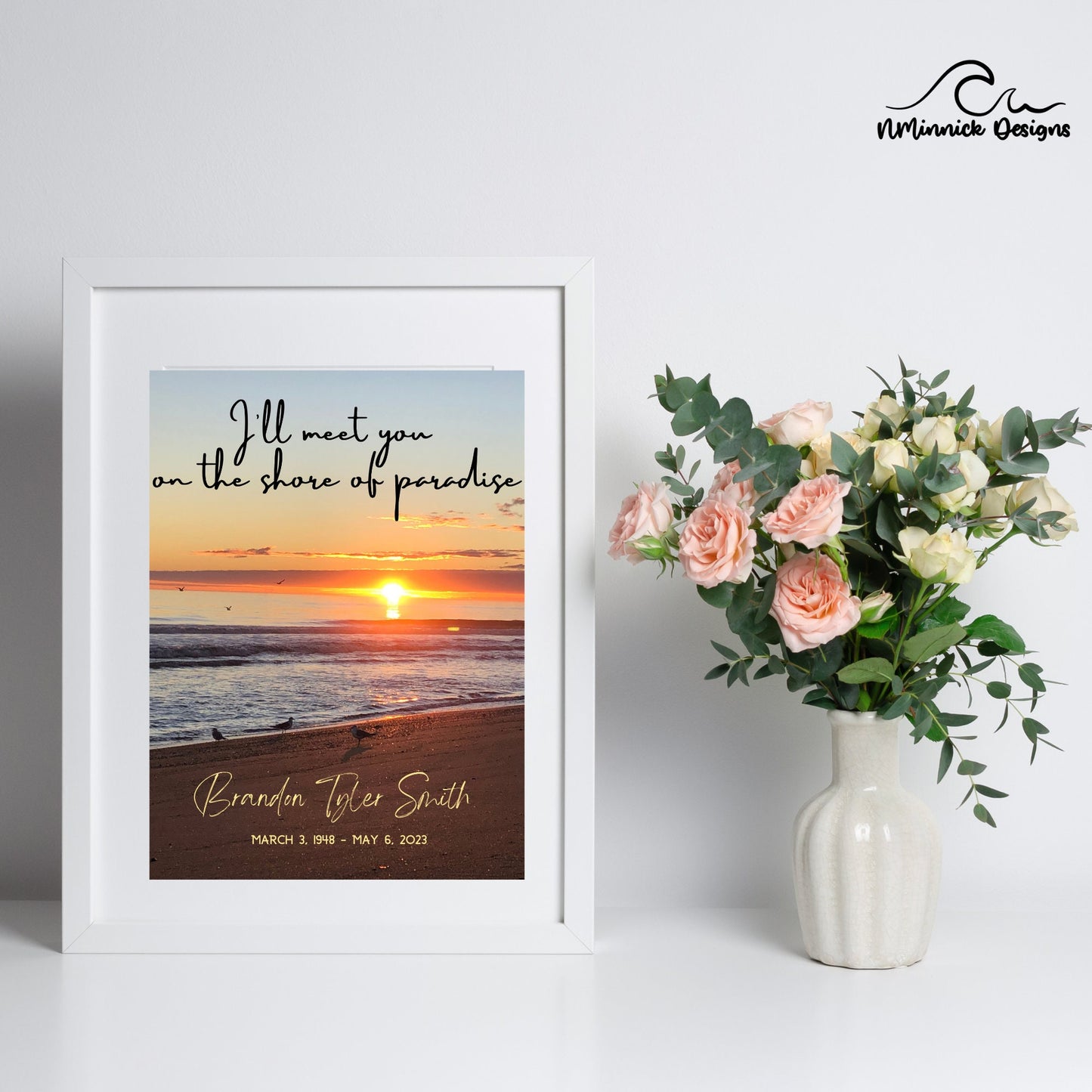 Sunrise Print with Memorial Poem, Sympathy Gift, I'll Meet You on The Shore of Paradise, Remembrance Gift, Poem Print, Bereavement Gift