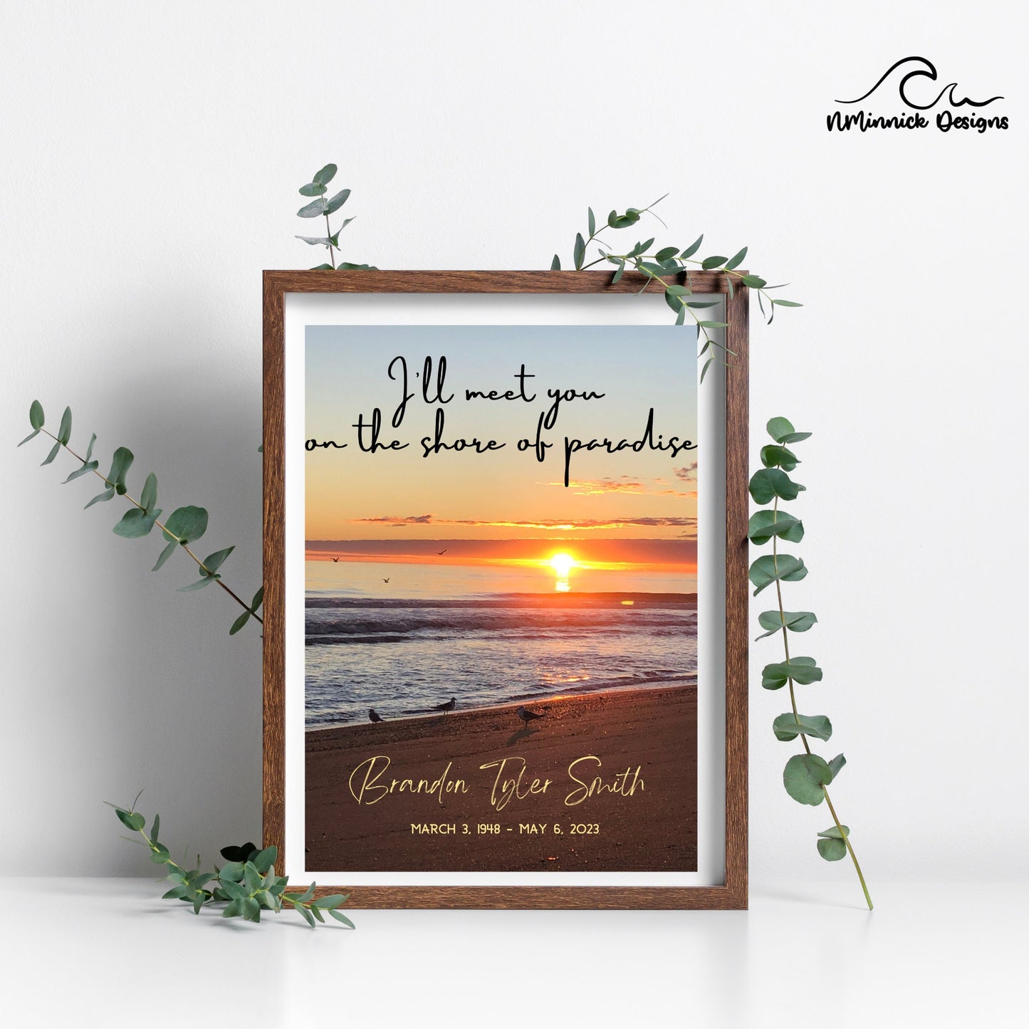 Sunrise Print with Memorial Poem, Sympathy Gift, I'll Meet You on The Shore of Paradise, Remembrance Gift, Poem Print, Bereavement Gift