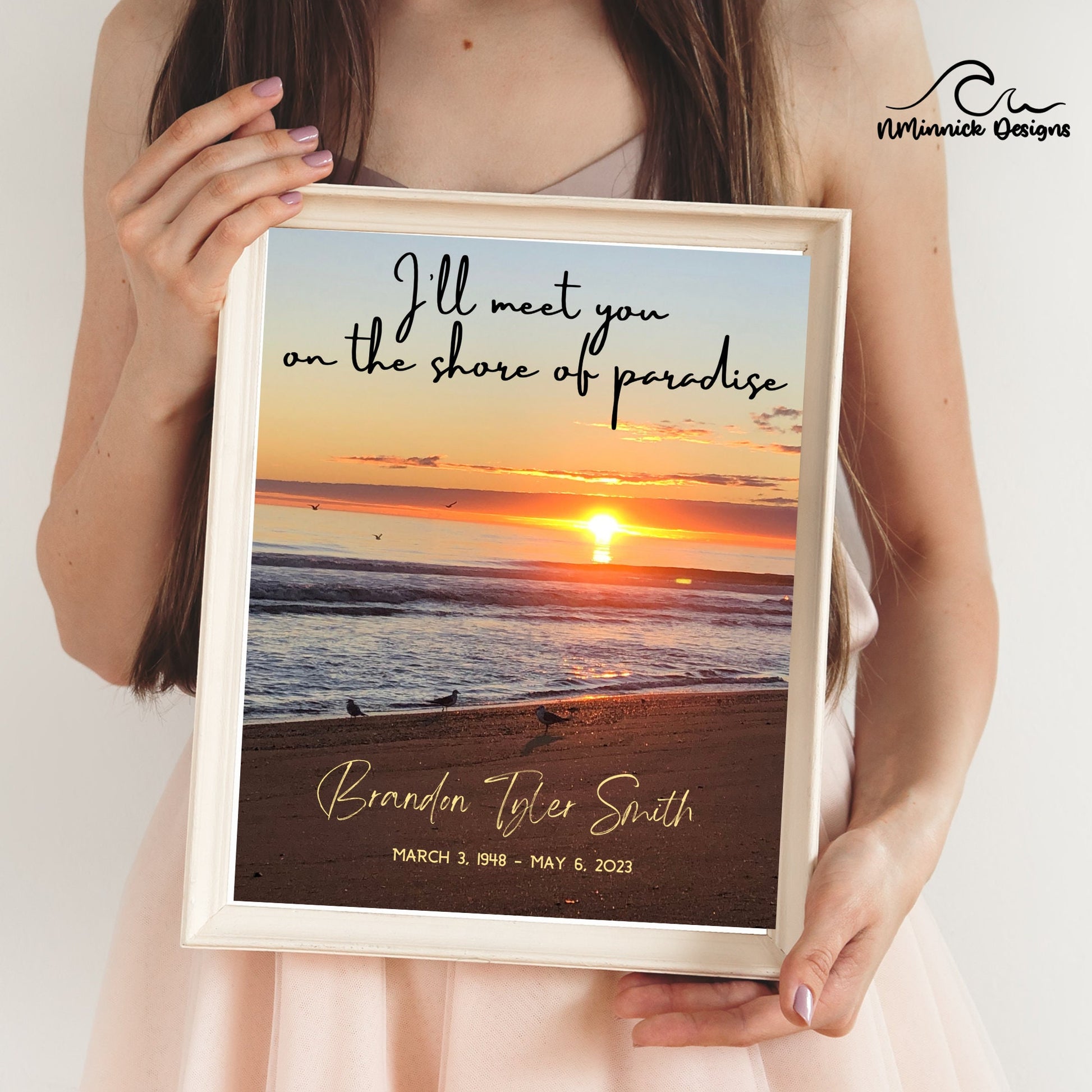 Sunrise Print with Memorial Poem, Sympathy Gift, I'll Meet You on The Shore of Paradise, Remembrance Gift, Poem Print, Bereavement Gift