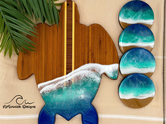 Ocean Resin Coasters Set, Pink and Black Sand – NMinnickDesigns