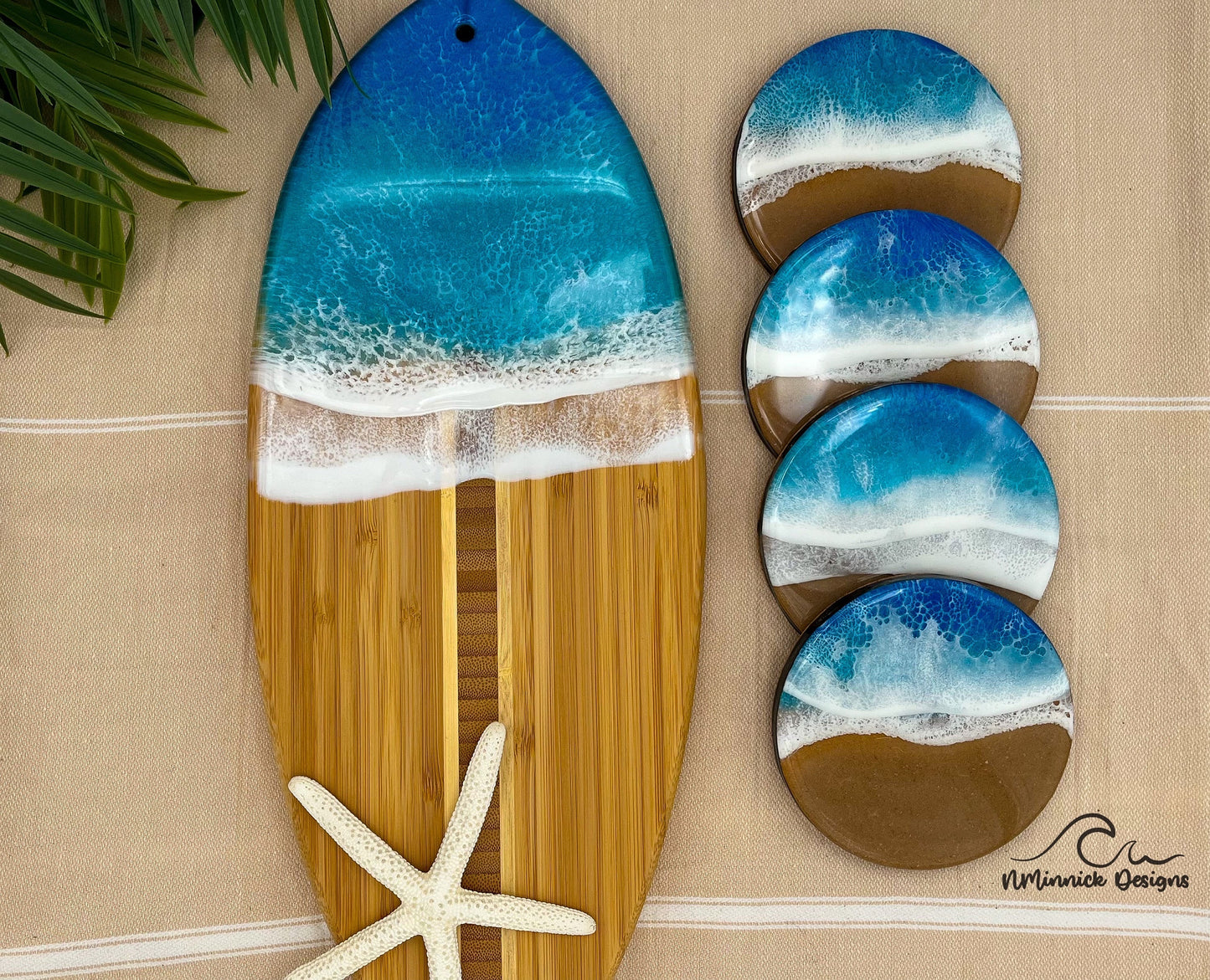 Surf Board Serving Board and Coaster Birthday Box