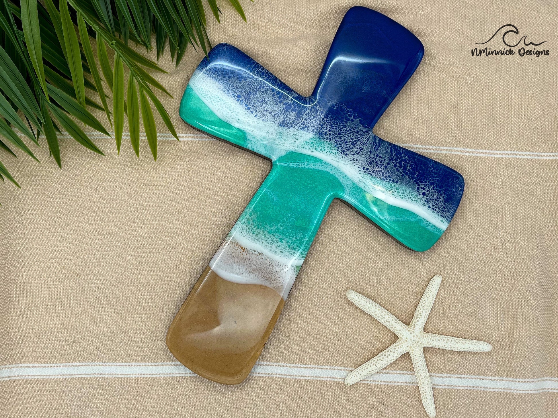 Beach Resin Wall Cross, Coastal Cross