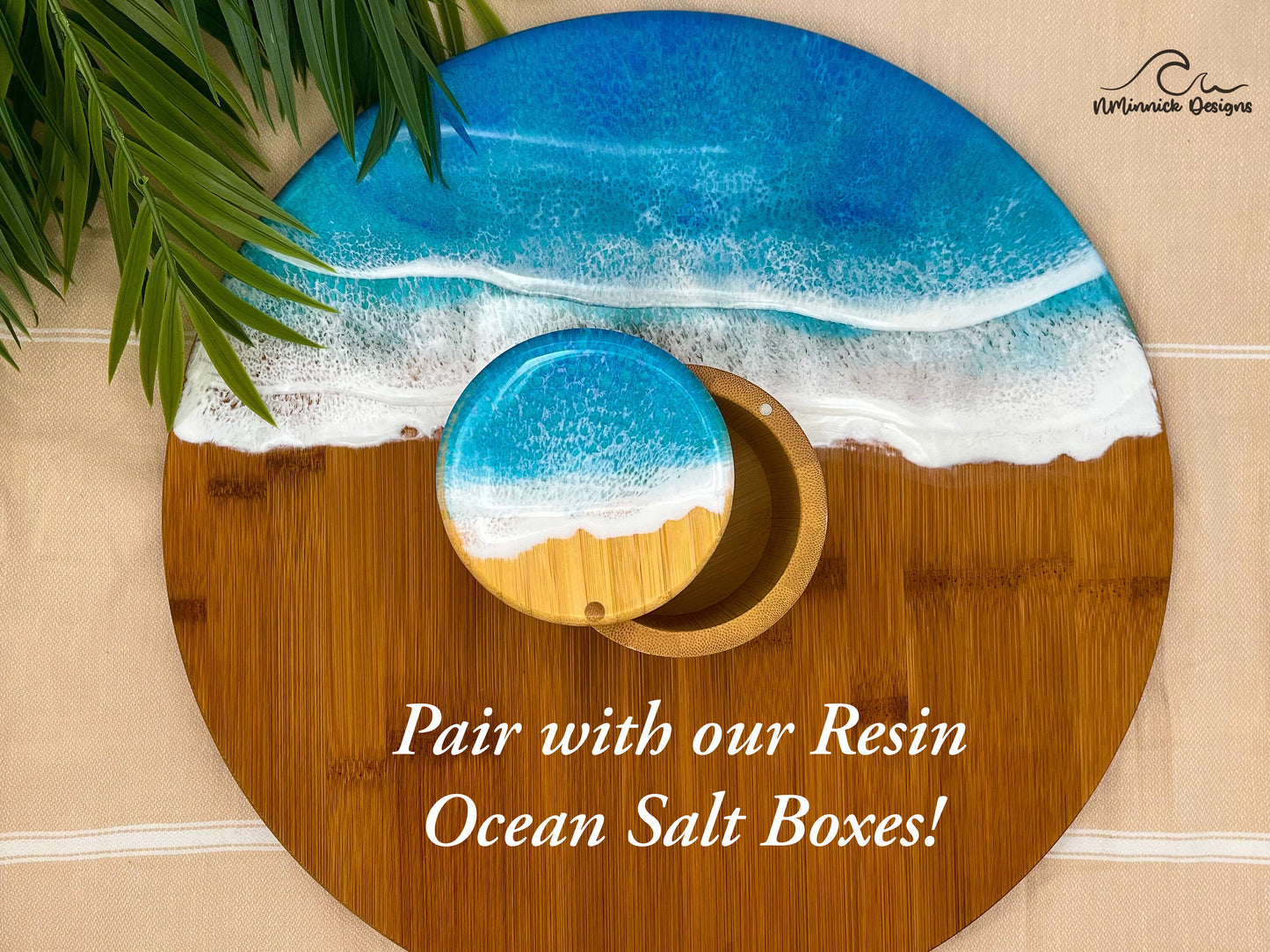 Coastal Lazy Susan, Resin Waves, Decorative Tray, Counter Organizer, Turn Table, Resin Lazy Susan, Coastal Kitchen Decor