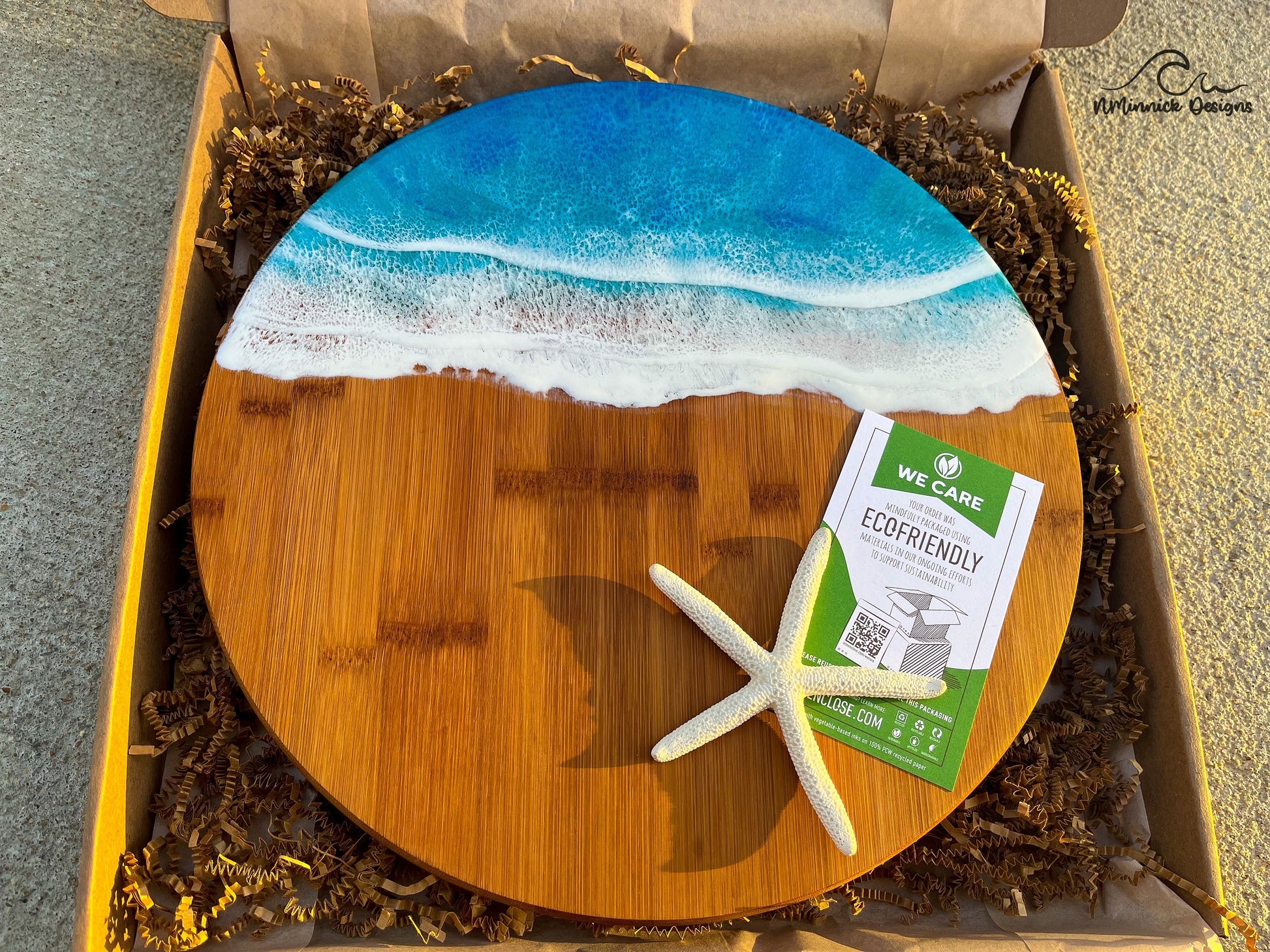 Coastal Lazy Susan, Resin Waves, Decorative Tray, Counter Organizer, Turn Table, Resin Lazy Susan, Coastal Kitchen Decor