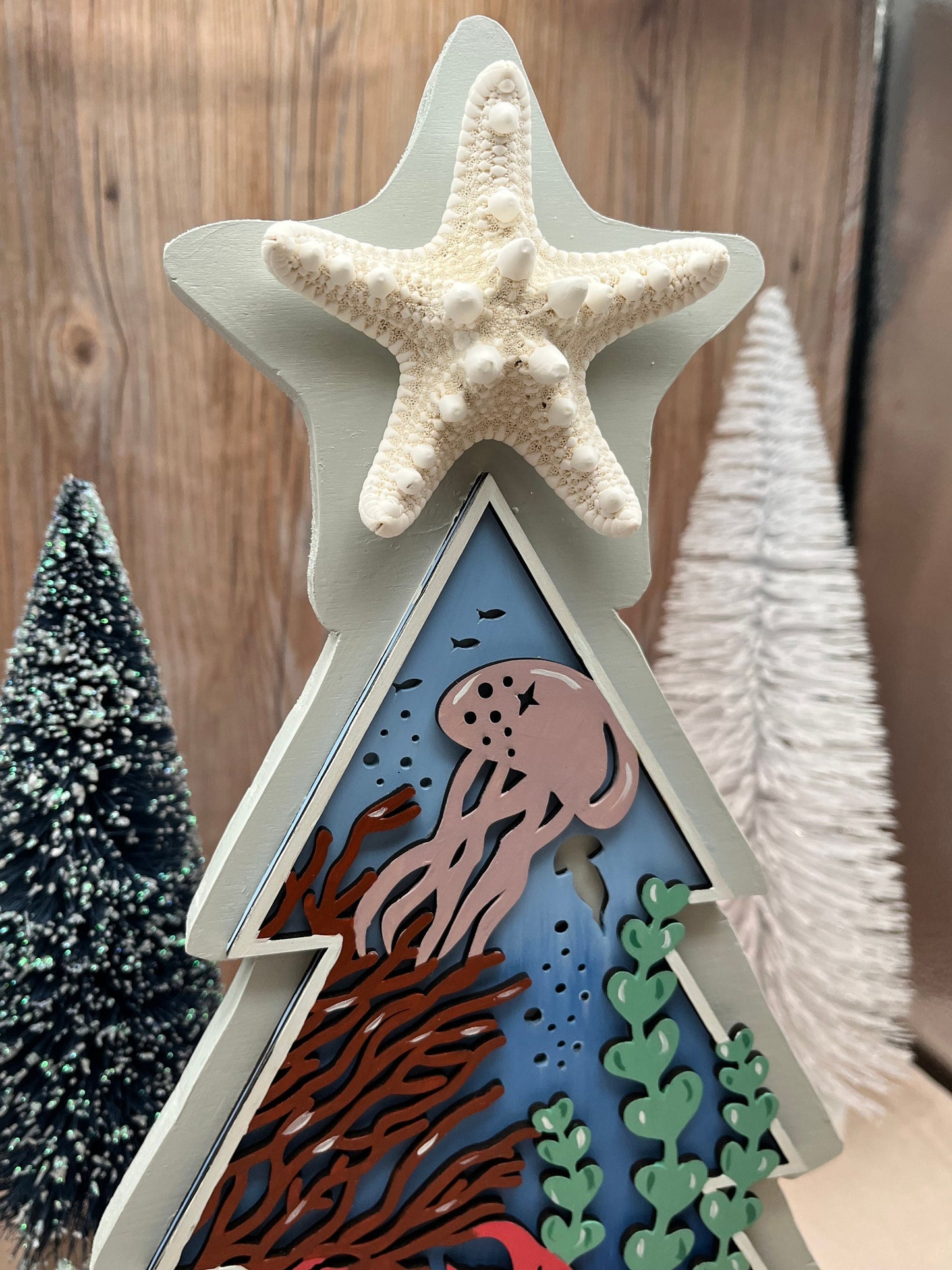 Beach Christmas Tree, Christmas Decor, Coastal Christmas, Table Decor, Sea Life, Santa Claws Crab