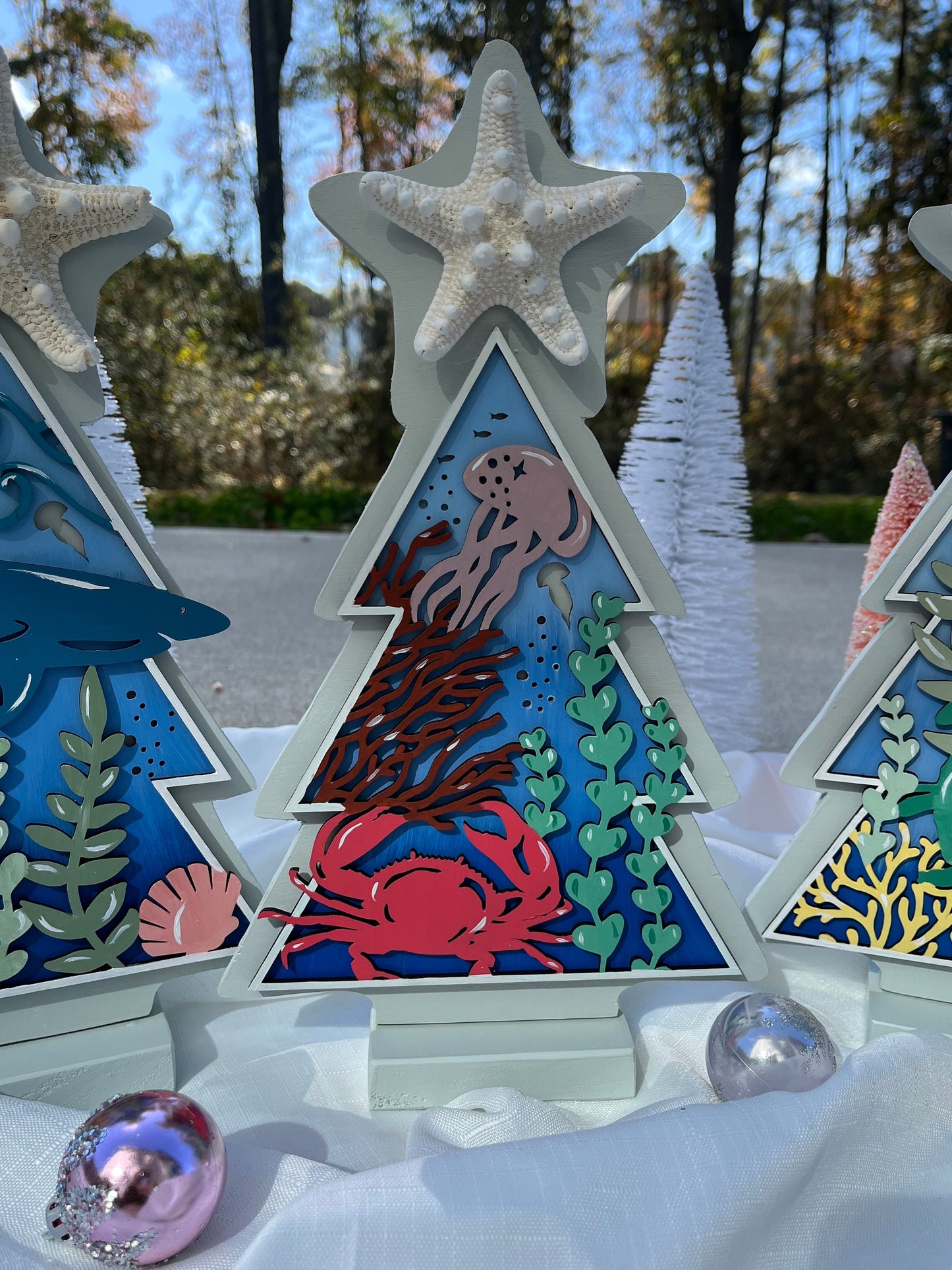 Beach Christmas Tree, Christmas Decor, Coastal Christmas, Table Decor, Sea Life, Santa Claws Crab