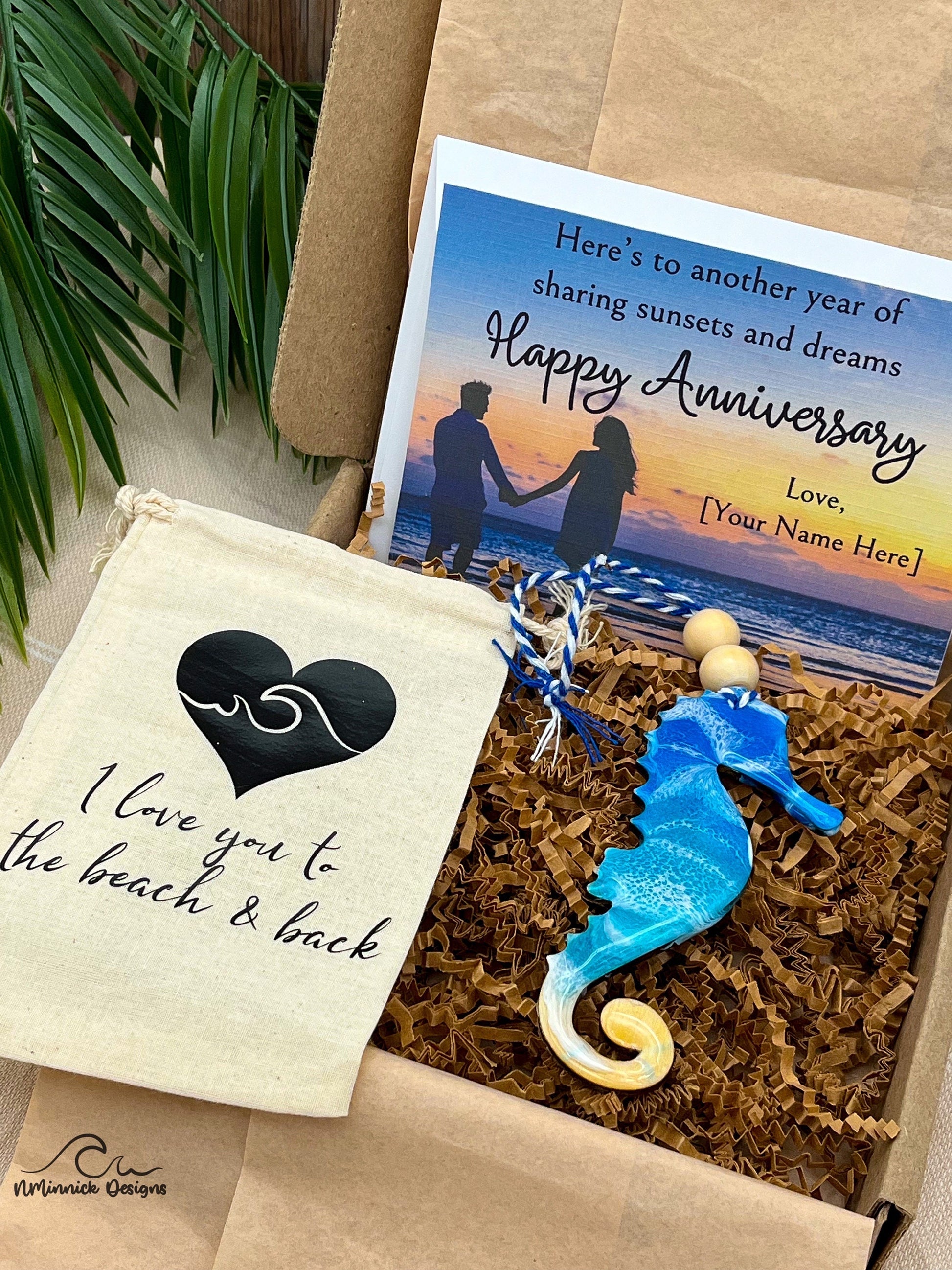Seahorse Ornament Valentines Day Gift Box with Custom Card and Ornament Keeper Bag